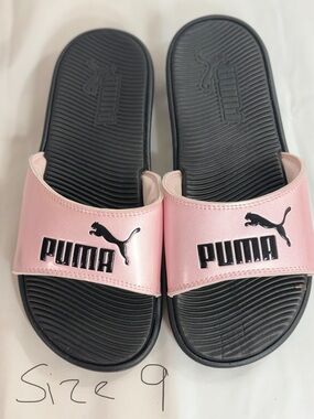 Puma Pink and Black Slide Sandals